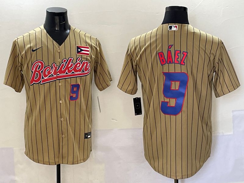 Men Puerto Rico #9 Baez Brown Stripe Joint Name 2025 Nike MLB Jersey style 6->new york yankees->MLB Jersey